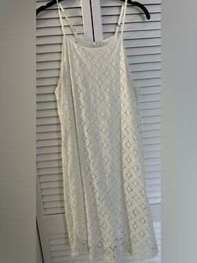 C Cream Lace Mini Slip Dress